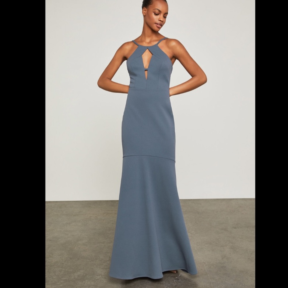 BCBGMAXAZRIA Front Cutout Halter Gown